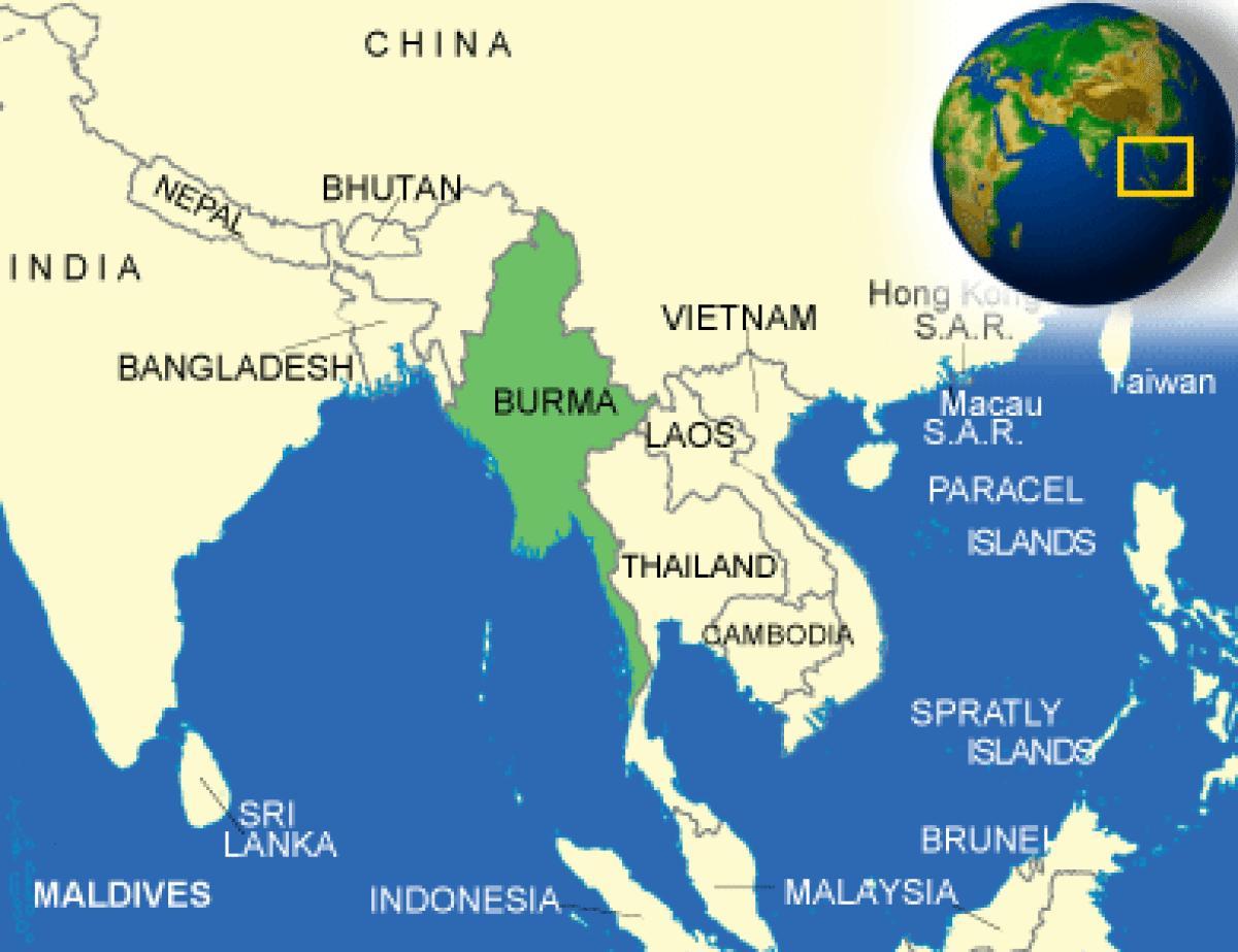 La birmanie ou Myanmar carte