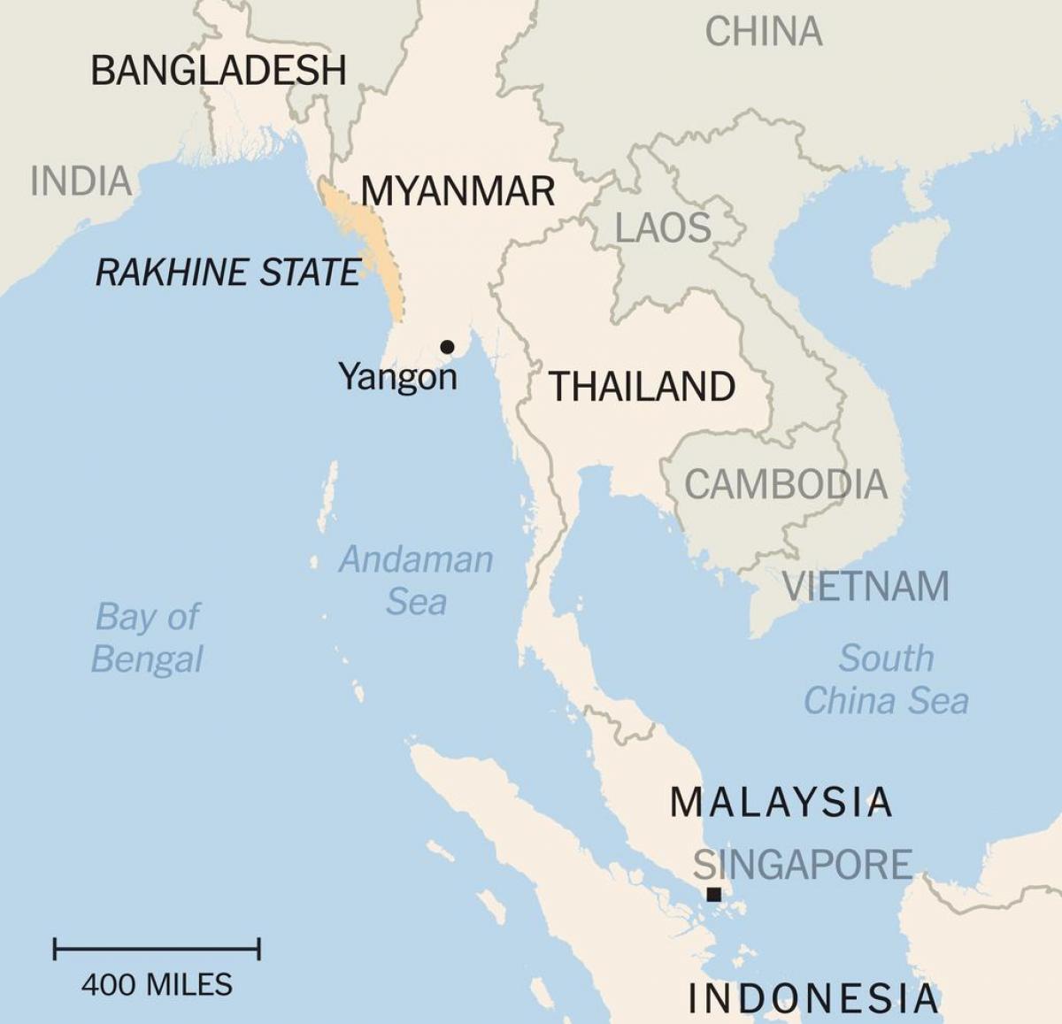 l'état de rakhine au Myanmar carte