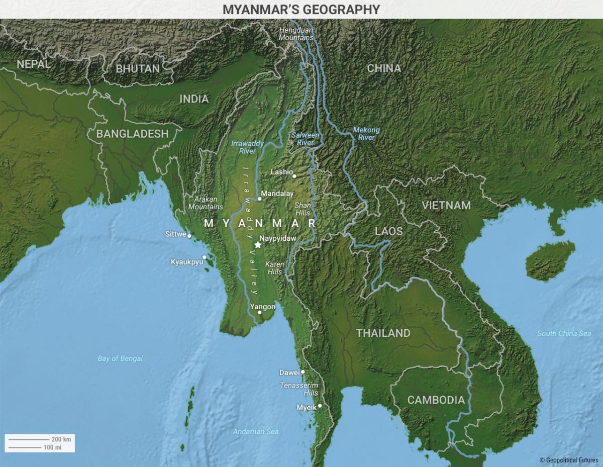 La birmanie carte géographique