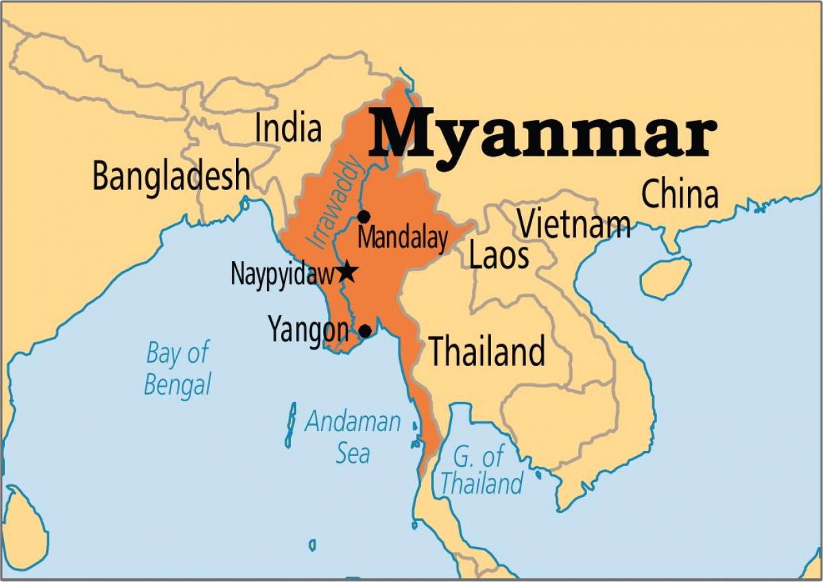 emplacement du Myanmar dans la carte du monde