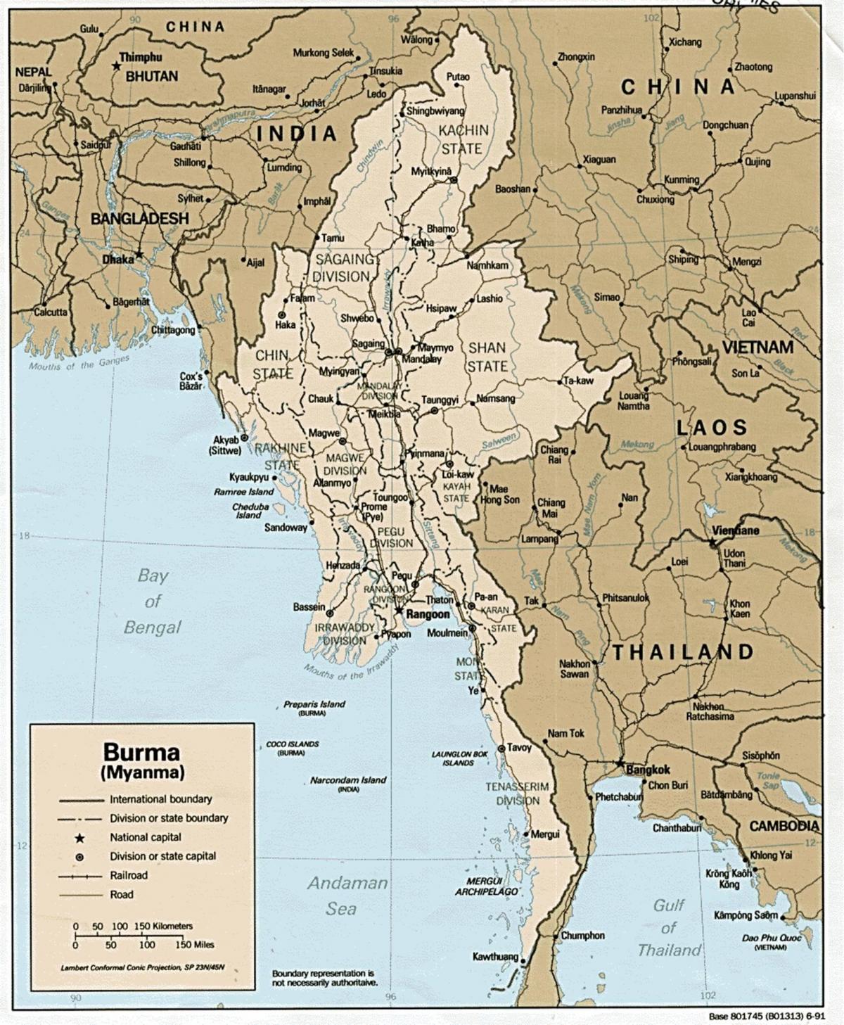 yangon en Birmanie carte