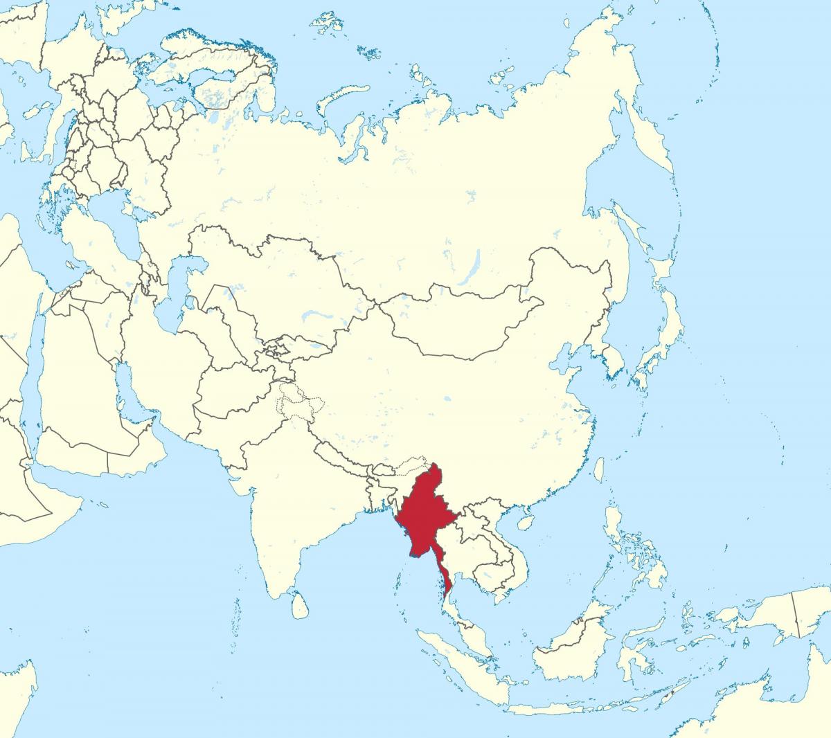 carte du monde du Myanmar Birmanie