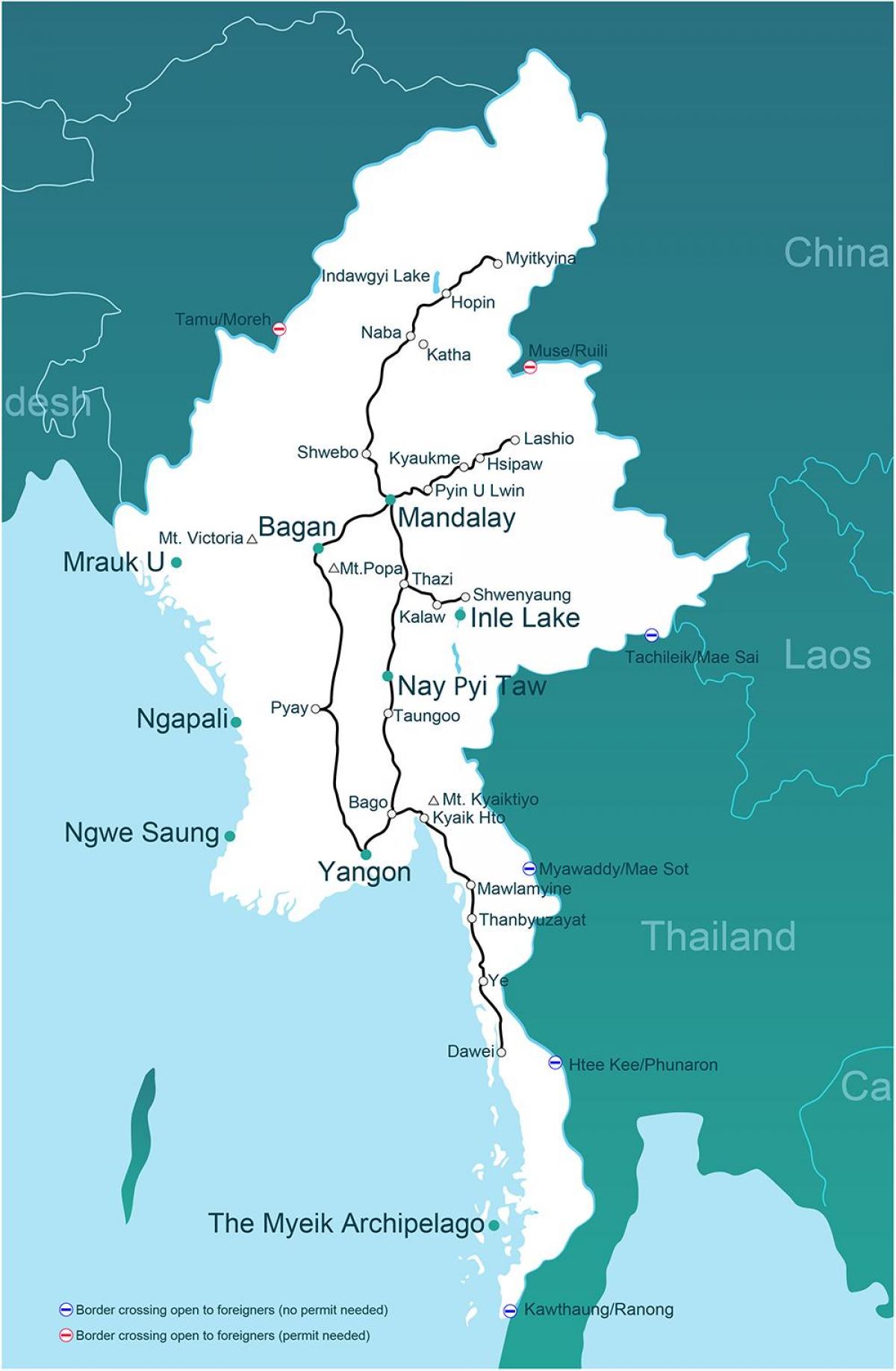 une carte du Myanmar