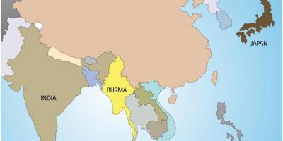 Le Myanmar dans la carte du monde