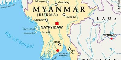 Le Myanmar, pays la carte