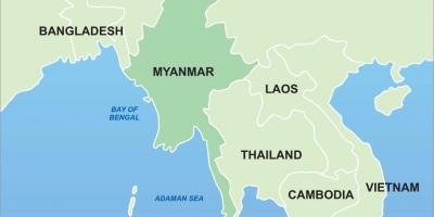 Le Myanmar sur la carte de l'asie